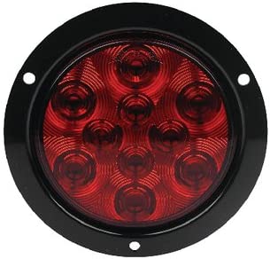 FulTyme RV 1151 LED 4 Inch Round Sealed Red Light  with Mounting Flange