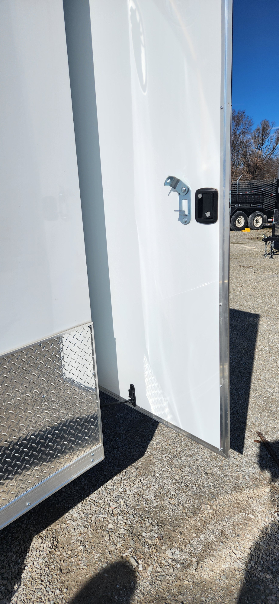 DarkHorse 7X14 Wedge Nose Tandem Axle Steel Cargo Trailer with Double Rear Doors and 2 Side Doors