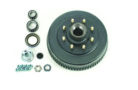 Dexter 8-393-6UC3-EZA Complete E-Z Lube Hub and Drum Assembly - 8 on 6.5 - 5/8 Flag Nuts - 4-Bolt Fl