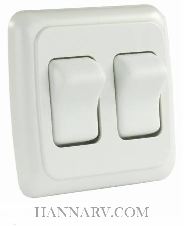 JR Products 12015 Double Rocker Switch Assembly with Bezel - White