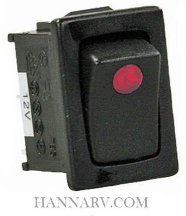 JR Products 13705 Mini-Illuminated On-Off Switch - Black with Red Indicator
