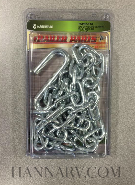 Redline HW02-110 30 Inch x 1/4 Inch Class 3 Safety Chains with S-Hooks - 2 Pack