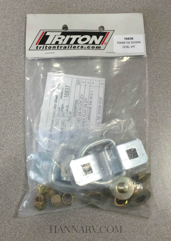 Triton 16838 AUT Series Trailer DRing Tie Down Kit Fits 3/8