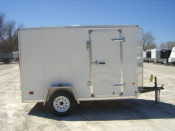 MTI 6 x 10 Single Axle Enclosed Trailer w/ Wedge Nose/White/Ramp