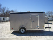 MTI 6 X 12 Singe Axle Enclosed Trailer w/ Wedge Nose/Grey/Rear Ramp Door
