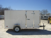 MTI 6 x 12 Single Axle Enclosed Trailer w/ Wedge Nose/White/Ramp
