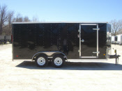 MTI 7 x 16 Enclosed Trailer Spring Suspension w / V Nose / Ramp Door / Black