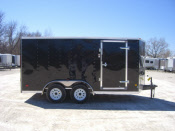 MTI 7 X 14 Tandem Axle Enclosed Trailer / V Nose /  Spring Suspenson/ Ramp / Black
