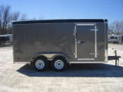 MTI 7 X 14 Tandem Axle Enclosed Trailer / Spring Suspension / Ramp / Charcoal Grey