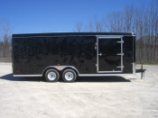 MTI 8 x 20 Tandem Axle Enclosed Trailer / Spring Suspension / Ramp Door / Black
