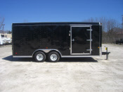 MTI 8 x 18 Tandem Axle Enclosed Trailer / Spring Suspension / Rear Ramp / Black
