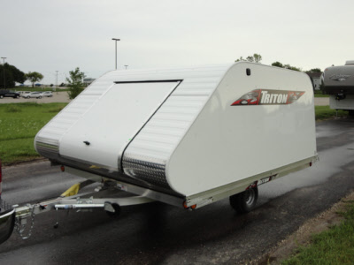 Triton XT10-101 Aluminum Tilt Bed Snowmobile Trailer With White Coverall 4X4 Front Access Door