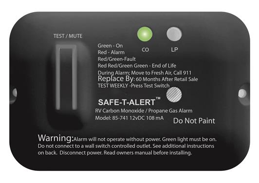 MTI Industries 85-741 Safe-T-Alert 85 Series- Carbon Monoxide/Propane Gas Alarm-Black
