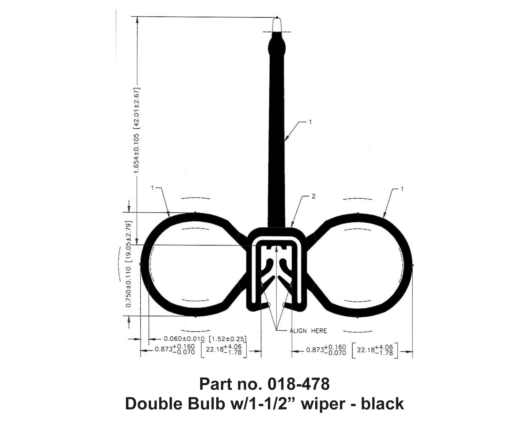 AP Products 018-478 Double Bulb Seal with Wiper and Slide-On Clip