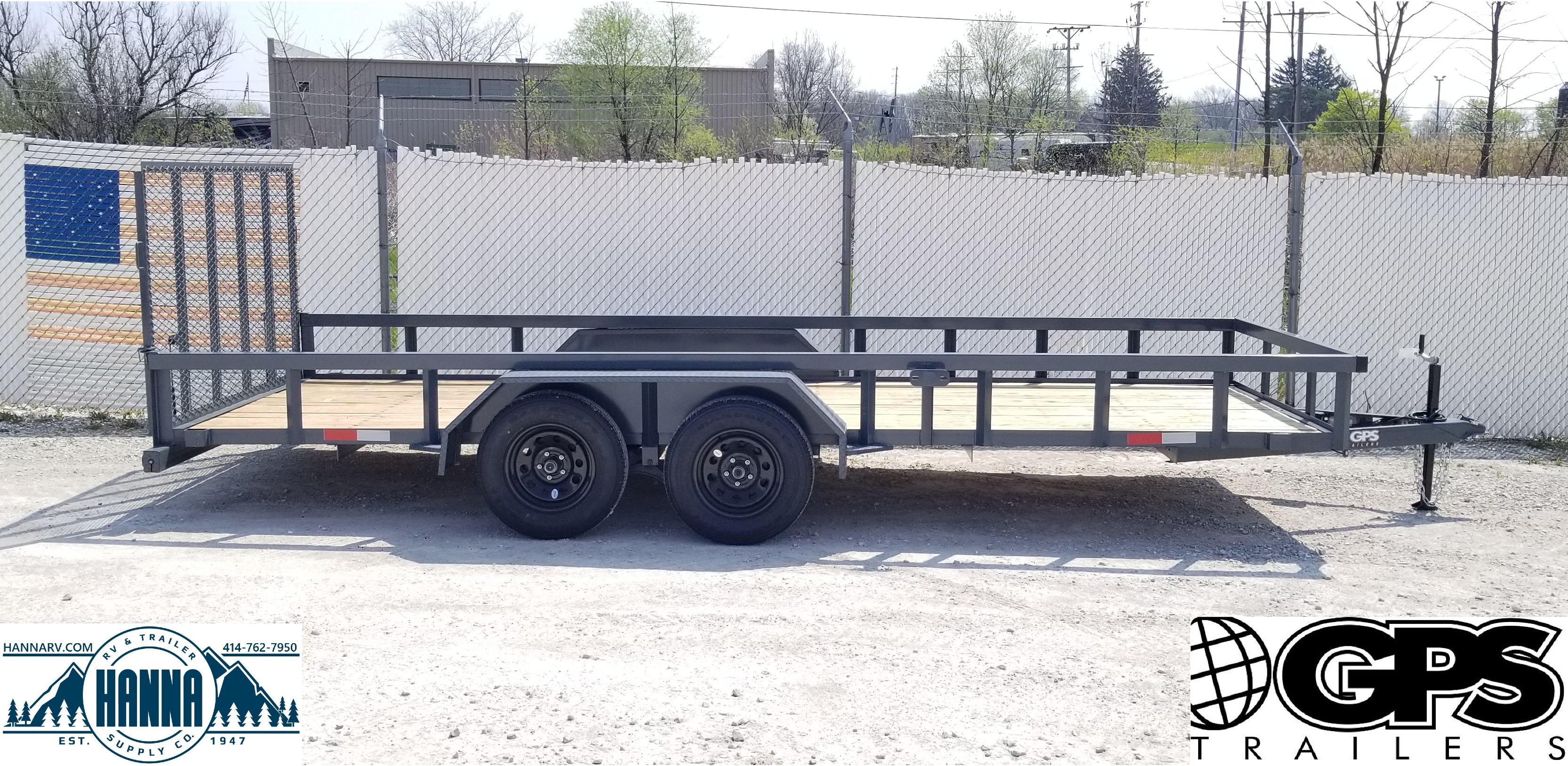 GPS 76in X 18ft Steel Tandem Axle Trailer With Ramp Gate & High Sides