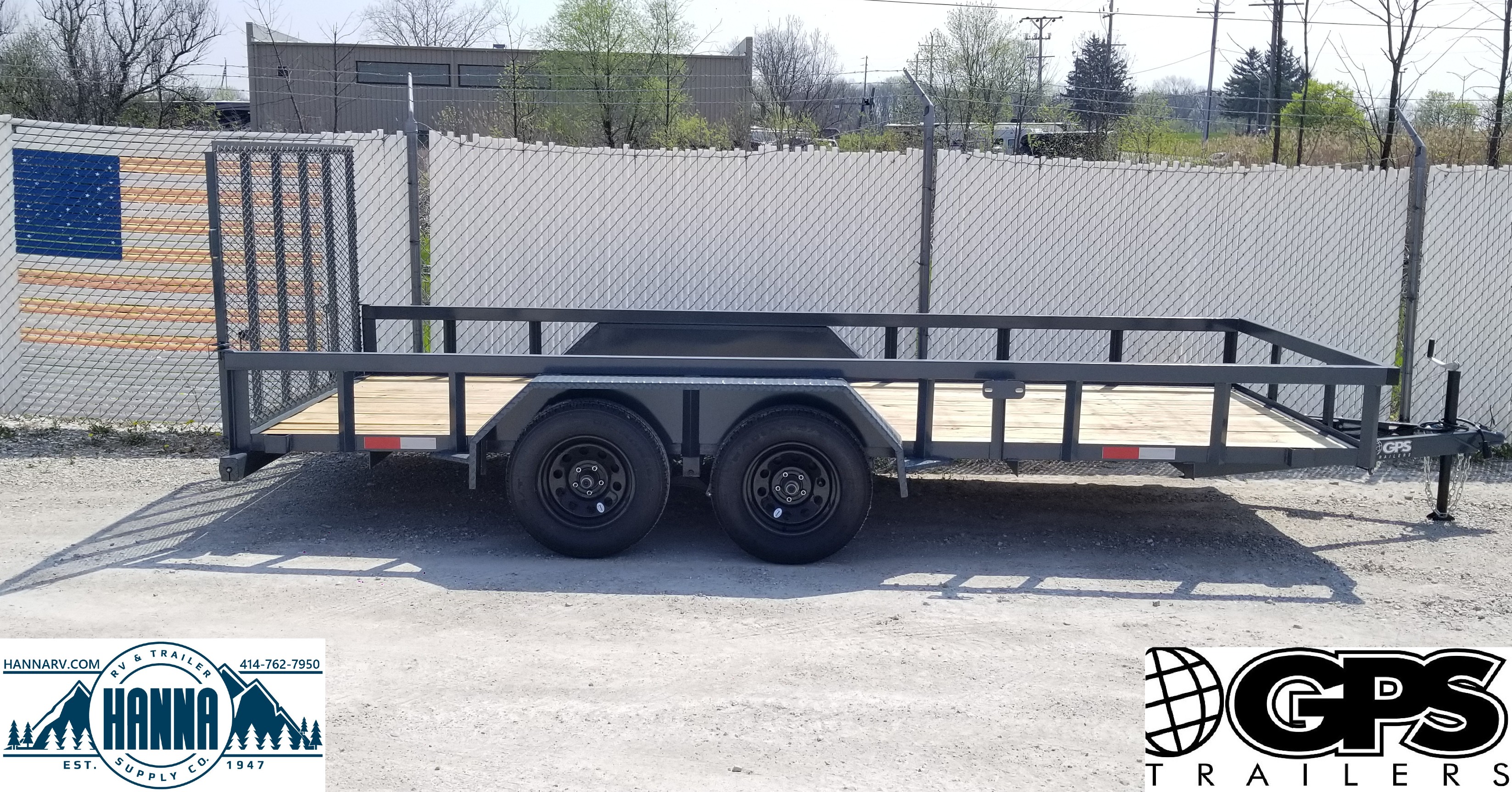 GPS 76in X 14ft Steel Tandem Axle Trailer With Ramp Gate & High Sides