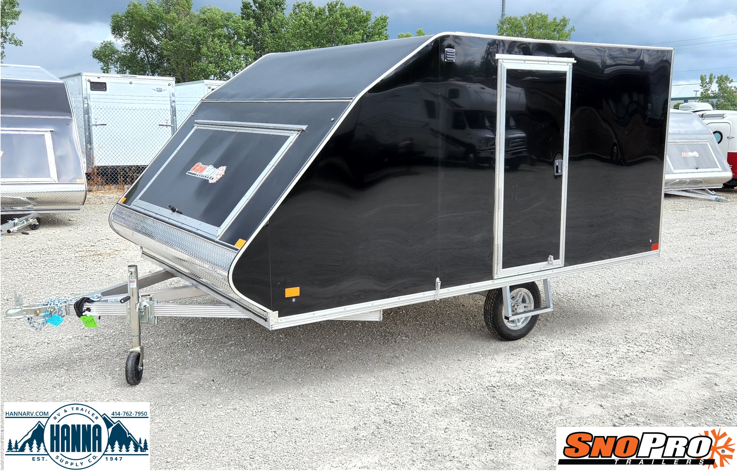 2024 SNOPRO 101x12 Hybrid Aluminum Enclosed 2 Place Snowmobile Trailer with Extreme Weather Package - Black