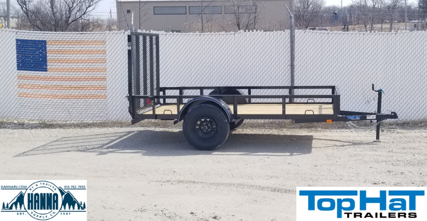2022 Top Hat 5 X 10 Steel Single Axle Utility Trailer with Ramp Gate
