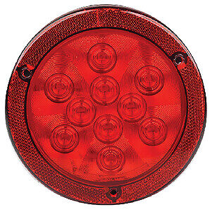FulTyme RV 1153 LED 4 inch Sealed Red Round Light with Reflex Mounting Flange