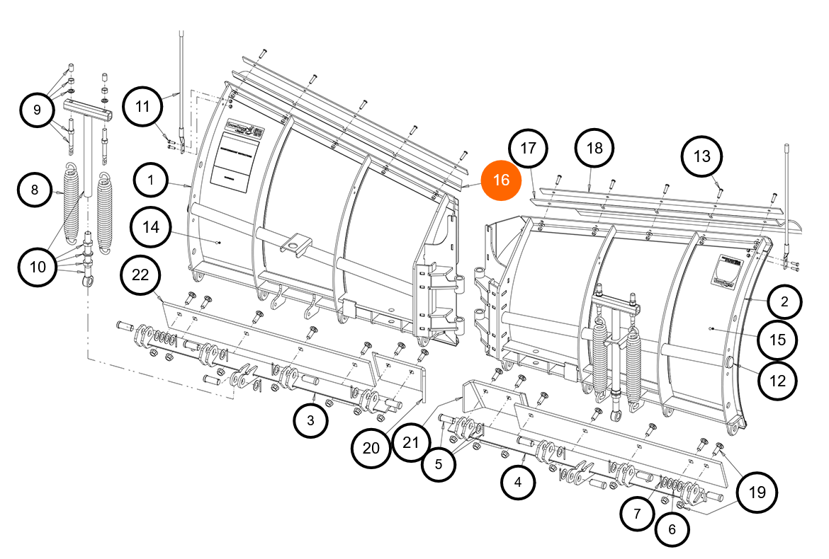 Buyers 16120170 Driver Side Deflector for VX85 Snow Plows - Smooth Polyethylene