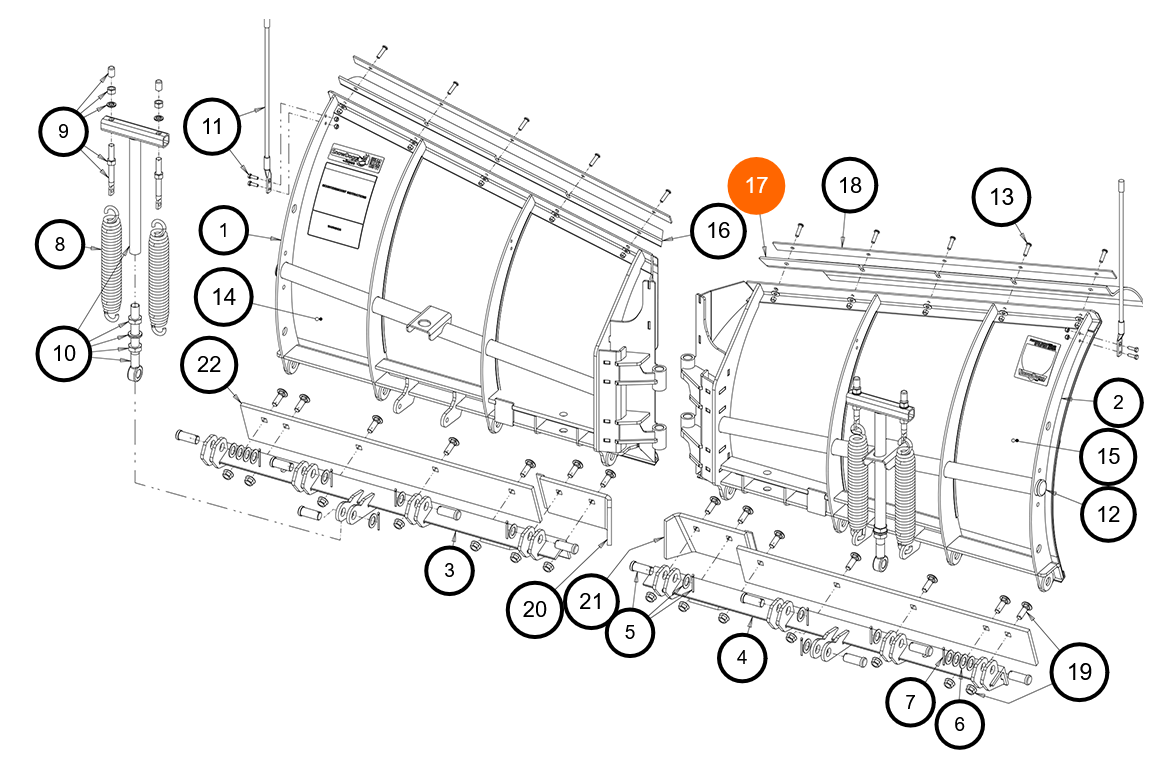 Buyers 16120172 Passenger Side Deflector for VX85 Snow Plows - Smooth Polyethylene