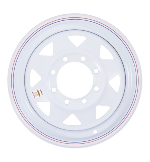 White Spoke Wheels - 17-163-7 - 16.5 Inch x 6.75 Inch - 8 on 6.5 - 9/16 Inch Stud - 4.90 Inch Pilot