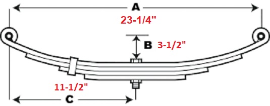 Dimensions for 1724 Double Eye 3 Leaf Spring