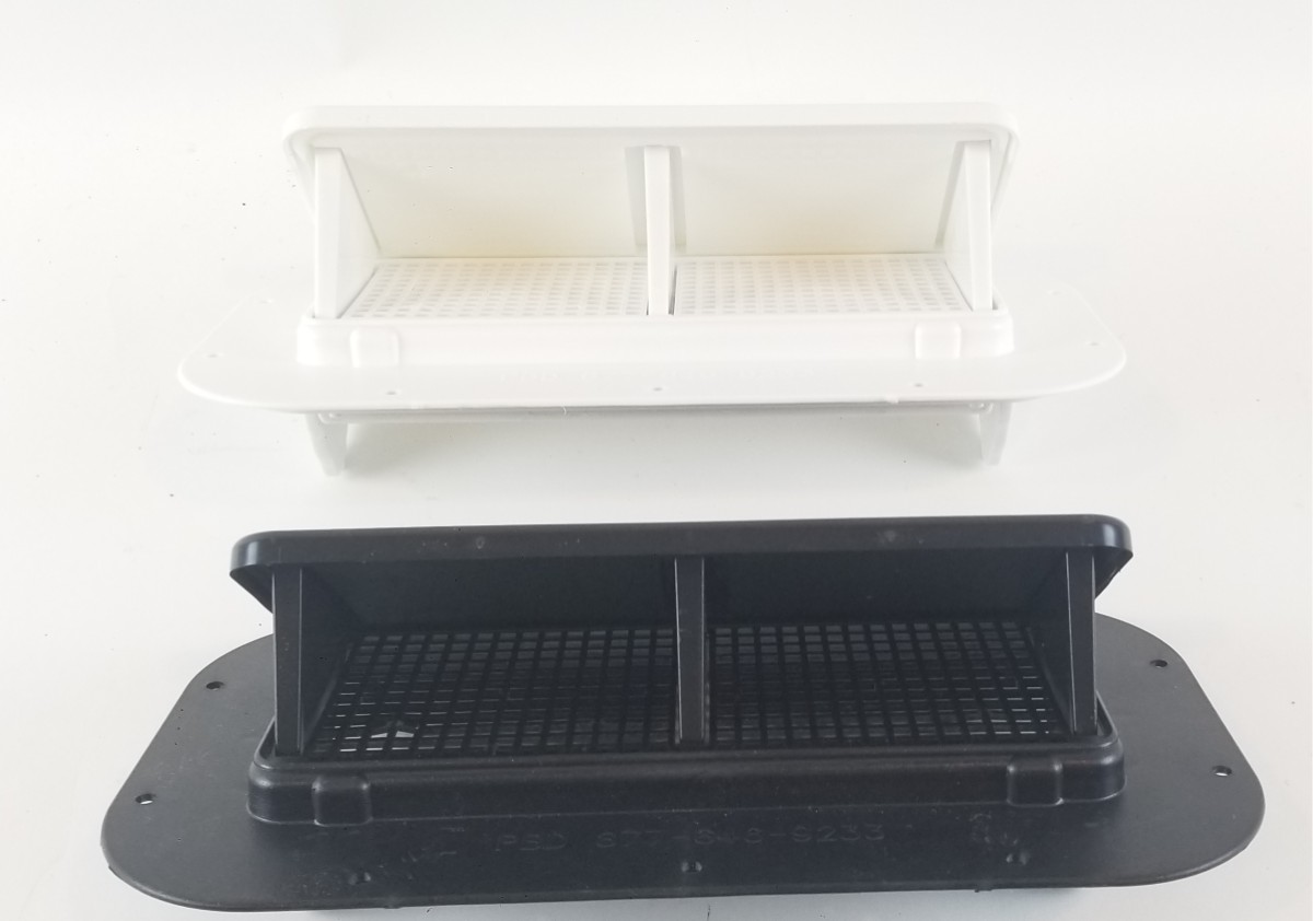 Black Molded Plastic Two-Way Trailer / RV Vent with Trim Ring - Pair