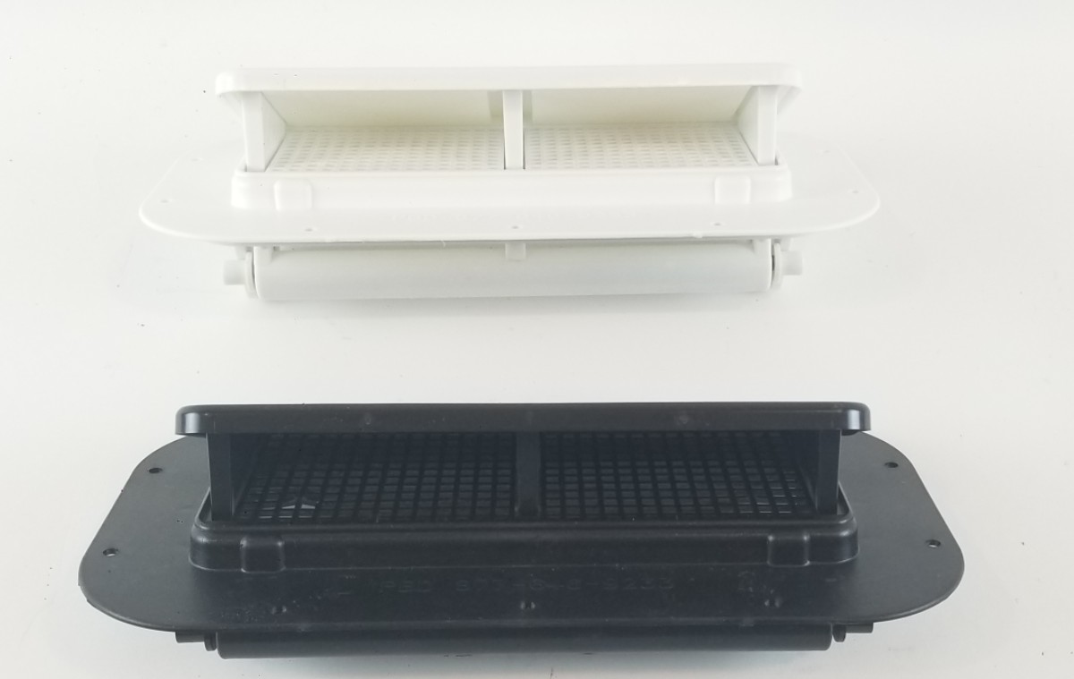 Black Molded Plastic Two-Way Trailer / RV Vent with Trim Ring - Pair