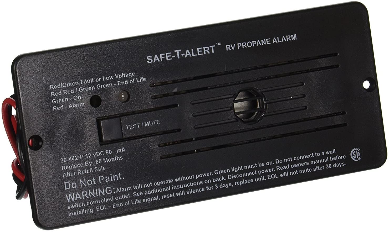 Safe-T-Alert | 30-442-P-BL | 12 Volt LP Gas Detector Alarm | Black