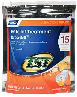 Camco 41189 TST Orange RV Toilet Treatment Drop-Ins - 15 Count Bag