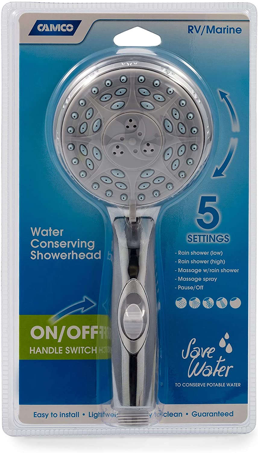 Camco 43710 RV Marine Showerhead With On/Off Switch - Chrome