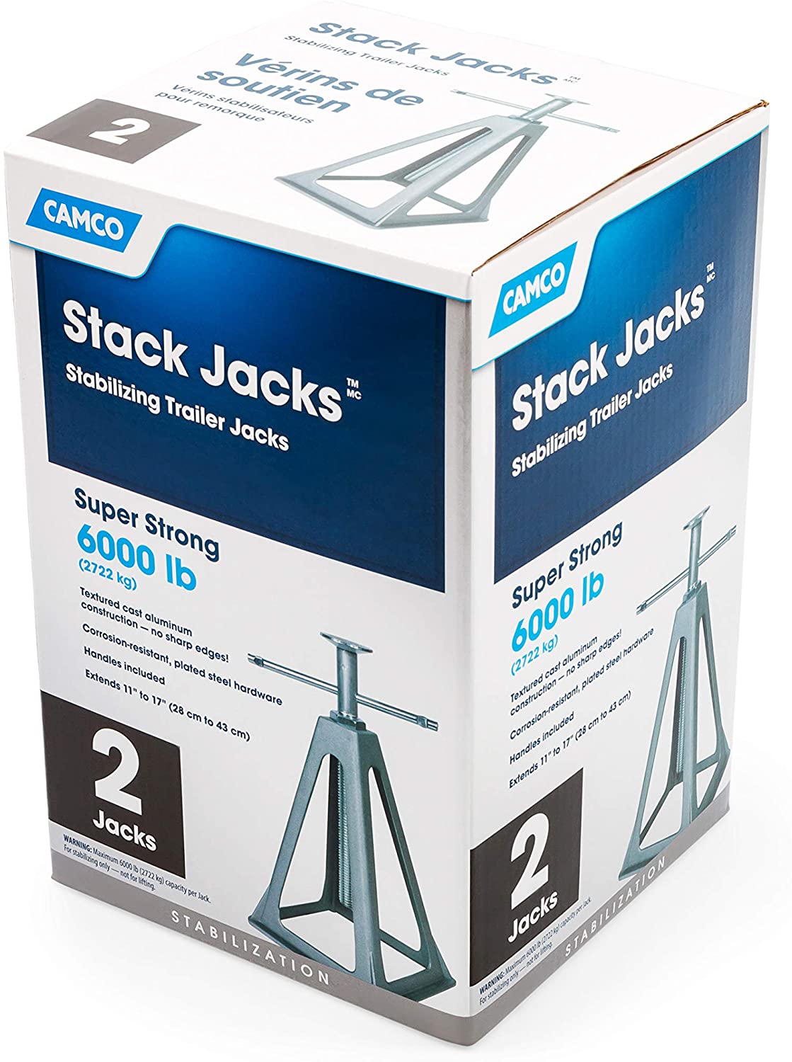 Camco Aluminum Trailer Stack Jacks | 2 Pack | 44561
