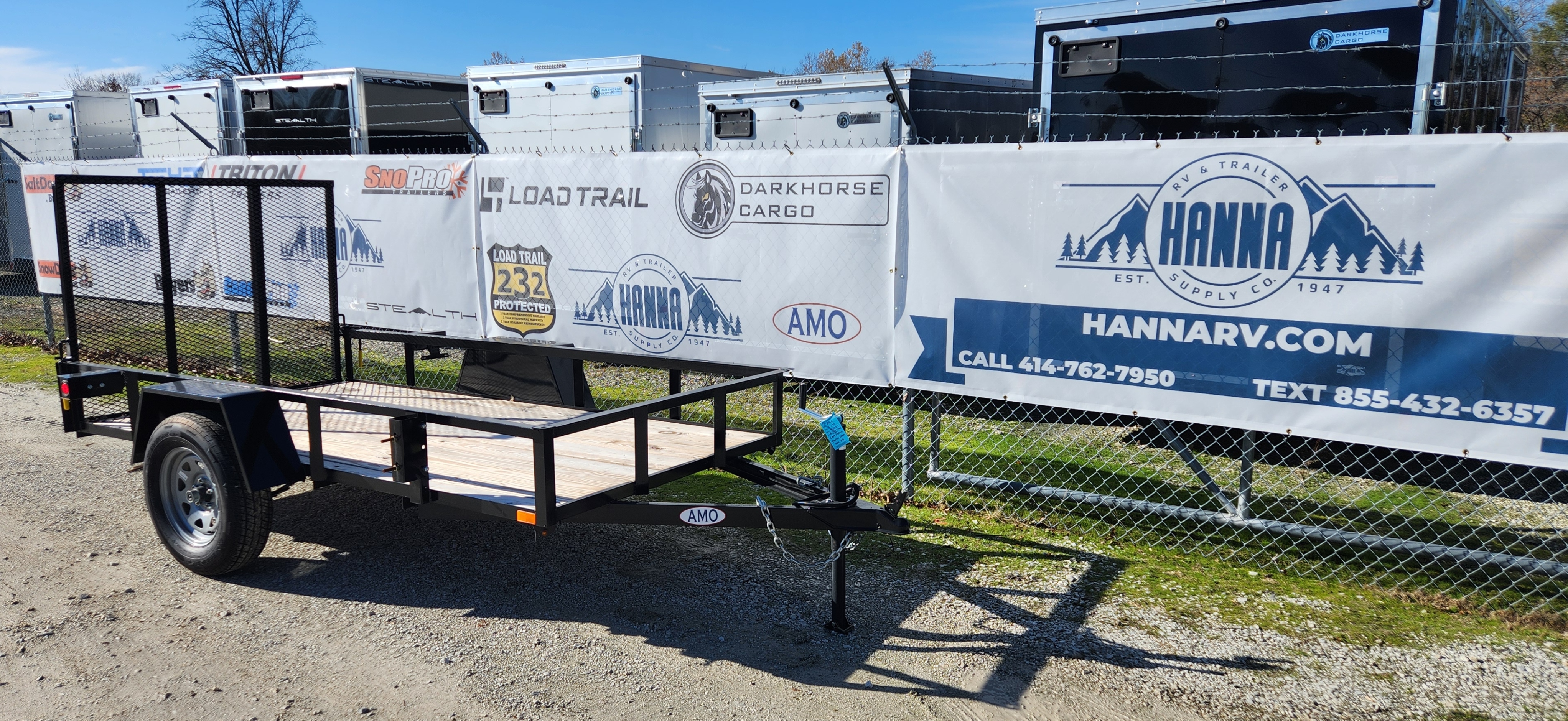 AMO 5 x 10 Steel Utility Trailer with Ramp Gate & 12in High Rails ...