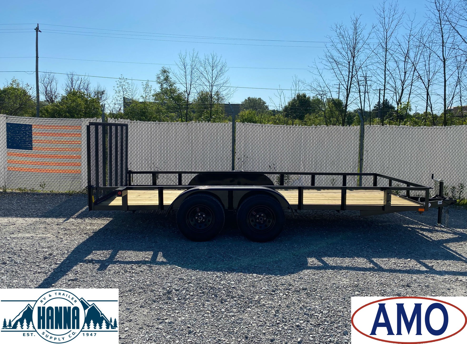 AMO 76in X 16ft Steel Tandem Axle Utility Trailer with Ramp Gate