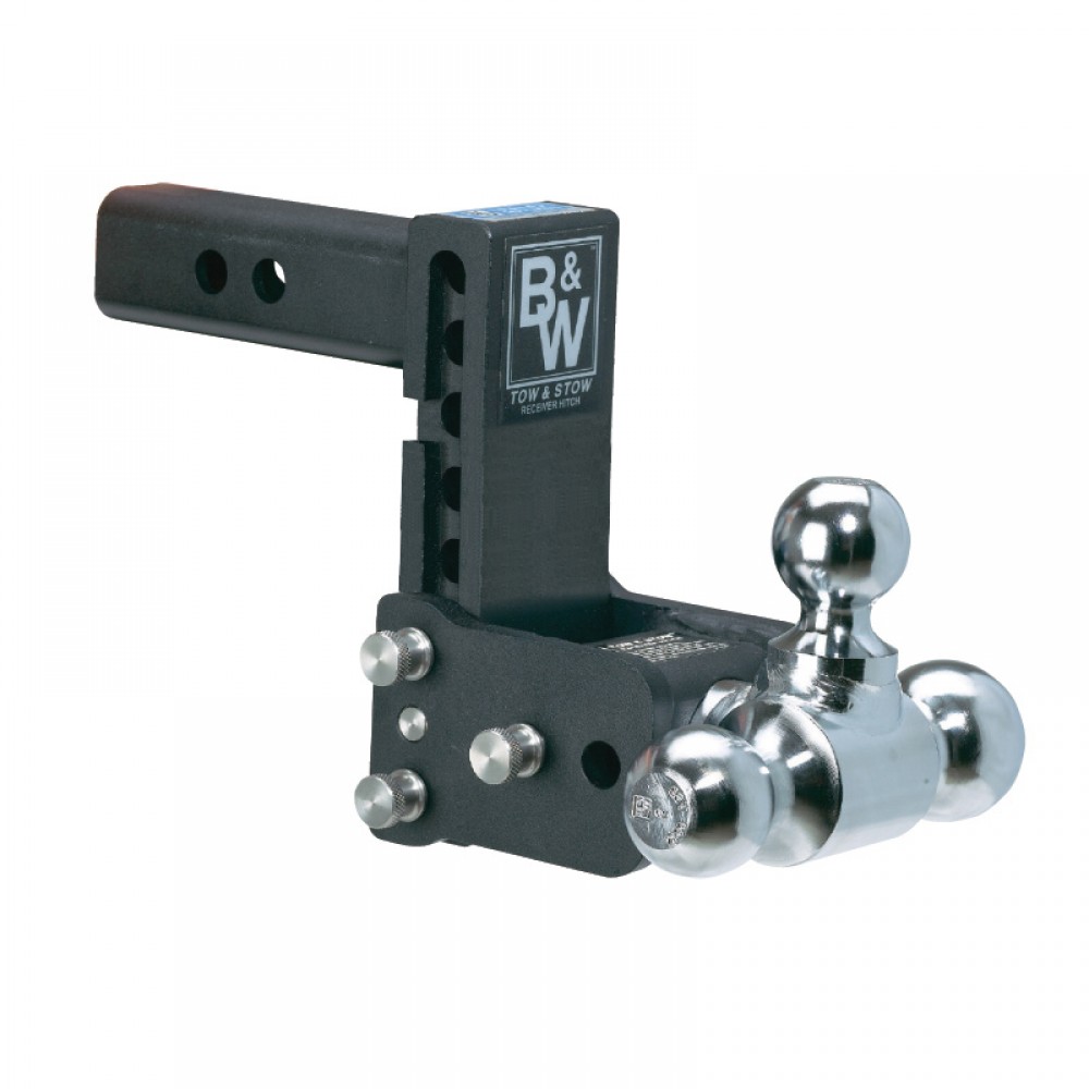 B and W TS10048B Tow and Stow Tri-Ball Mount - 2 Inch 1-7/8 Inch and 2-5/16 Inch Ball - 5 Inch Drop