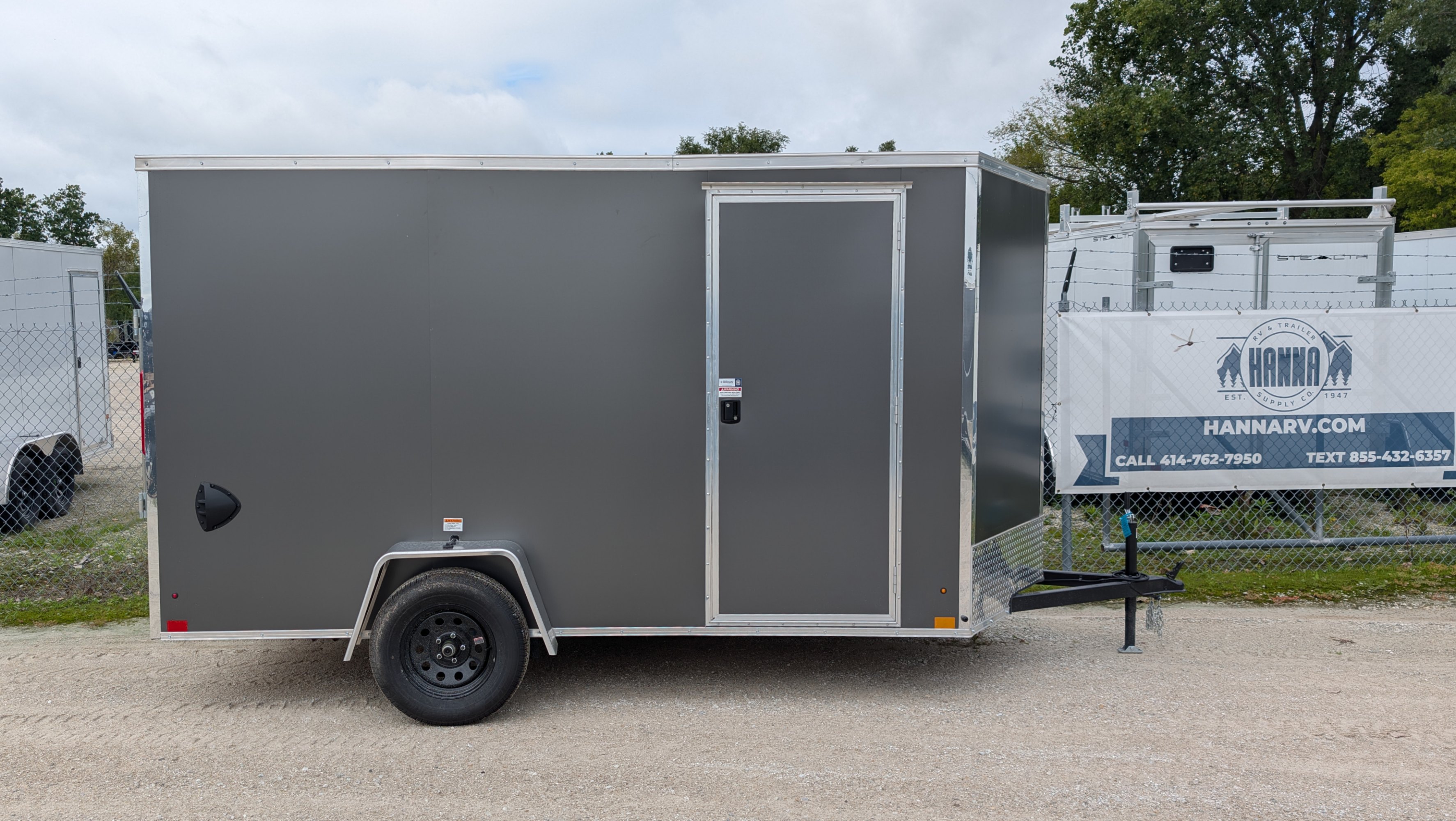 Cross Trailers 6X12 Arrow Wedge Single Axle Steel Cargo Trailer with Spring Assist Ramp Door- 6" Extra Height- Charcoal