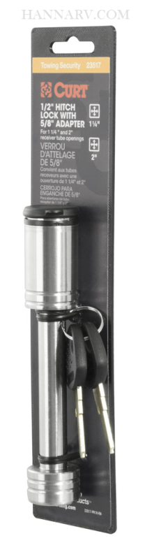 CURT 23517 Stainless Steel Barbell Hitch Receiver Lock - 5/8 Inch Diameter - Fits 2 Inch Receiver Tu