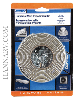 Camco 25003 Vent Installation Kit w/ Gray Putty Tape for Aluminum or Metal Roof