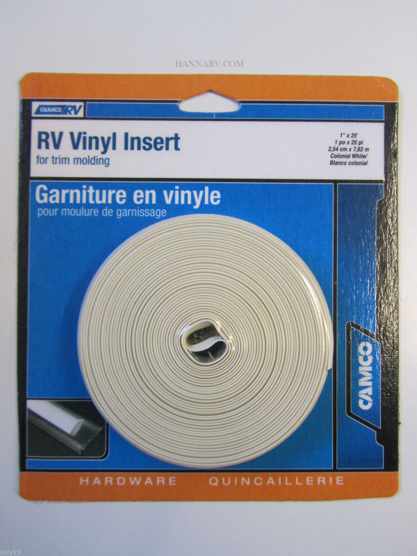 Camco 25123 Vinyl Trim Insert Colonial White 1 Inch x 25 Foot Roll