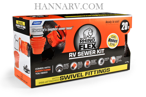 Camco RhinoFLEX 20 Foot Sewer Hose Kit | 39741