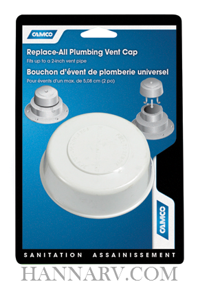 Camco 40034 Universal 2 inch Replacement Plumbing Vent Cap - Polar White