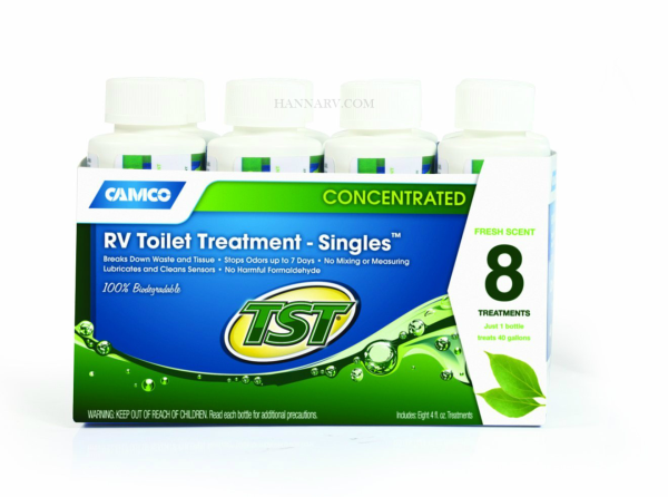 Camco 40221 TST Concentrated RV Toilet Treatment Singles - Pack of 8 - 4 Oz Bottles