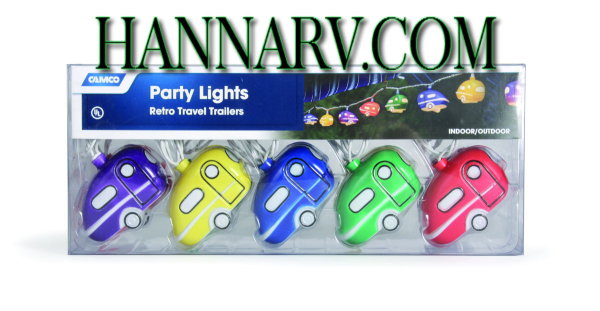 Camco 42655 Retro Travel Trailers Party Lights - RV Trailer Camper Party Lights - Set of 10