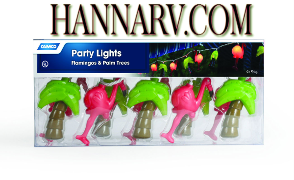 Camco 42662 Flamingos and Palm Trees RV Party Lights - Set of 10