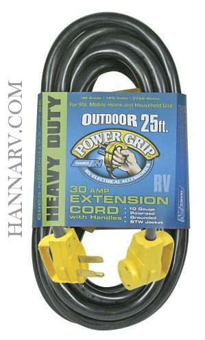 Camco 25 Foot PowerGrip 30 Amp RV Extension Cord with Handles | 55191