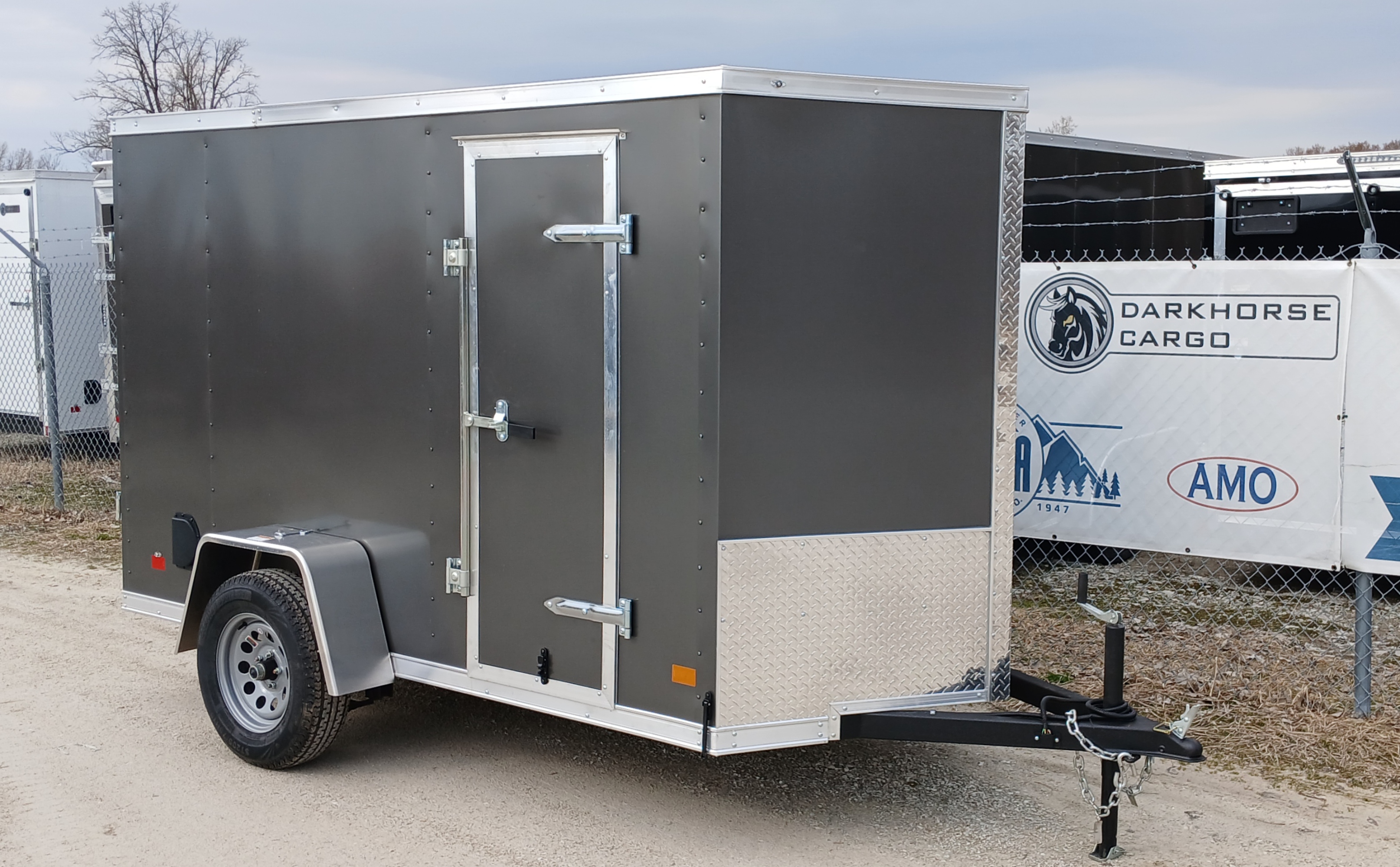 Axle Count DarkHorse 5X10 Wedge Nose Single Axle Steel Cargo Trailer with Ramp ...