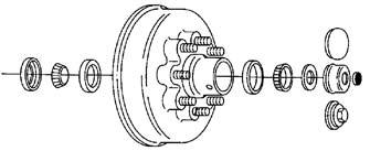 Dexter 8-393-5UC3-A Complete Oil Bath Hub and Drum Assembly - 8 on 6.5 - 5/8 Flag Nuts - 4-Bolt Flan