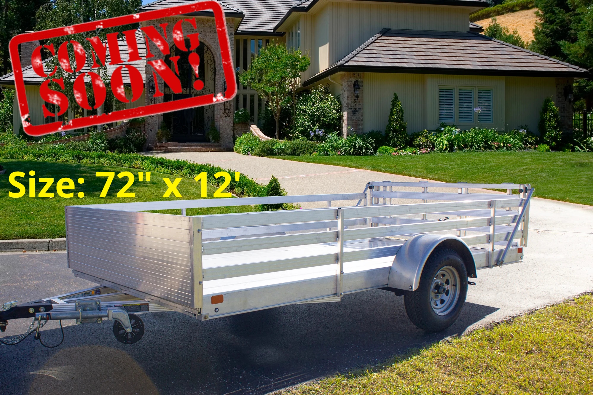 FlexHaul 72 X 12 All Aluminum Utility Trailer- Solid Front and Fence Style Sides and Bi-Fold Gate