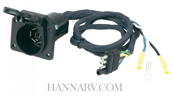 Hopkins 47205 4 Wire Flat To 7 Way Round Rv Blade Plug Adapter Mfg 47205 28846 Hanna Trailer Supply